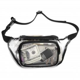 Clear Zippered Fanny Pack Waist Bag w/ Adjustable Belt with Logo  Clear Zippered Fanny Pack Waist Bag w/ Adjustable Belt with Logo