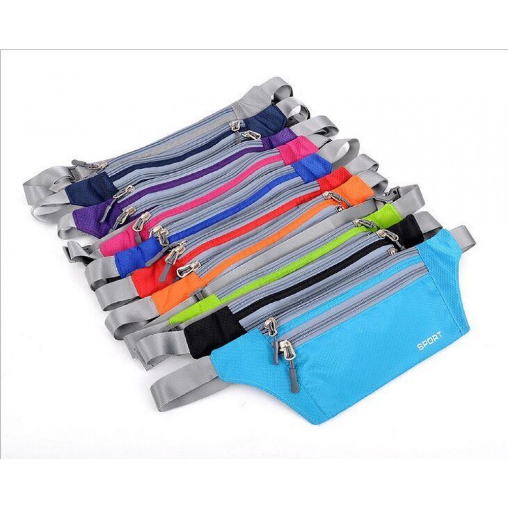 2-Zipper Running Fanny Pack Waist Bag Travel Passport Wallet Logo Branded 2-Zipper Running Fanny Pack Waist Bag Travel Passport Wallet Logo Branded
