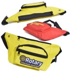 Logo Branded 600D Polyester Fanny Pack w/ 4 Zippers 13.4"W X 6.5"H X 2"D
