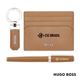 Logo Branded Hugo Boss Fountain Pen, Key Ring & Card Holder Set