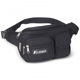 Everest Black Multiple Pocket Waist Pack with Logo