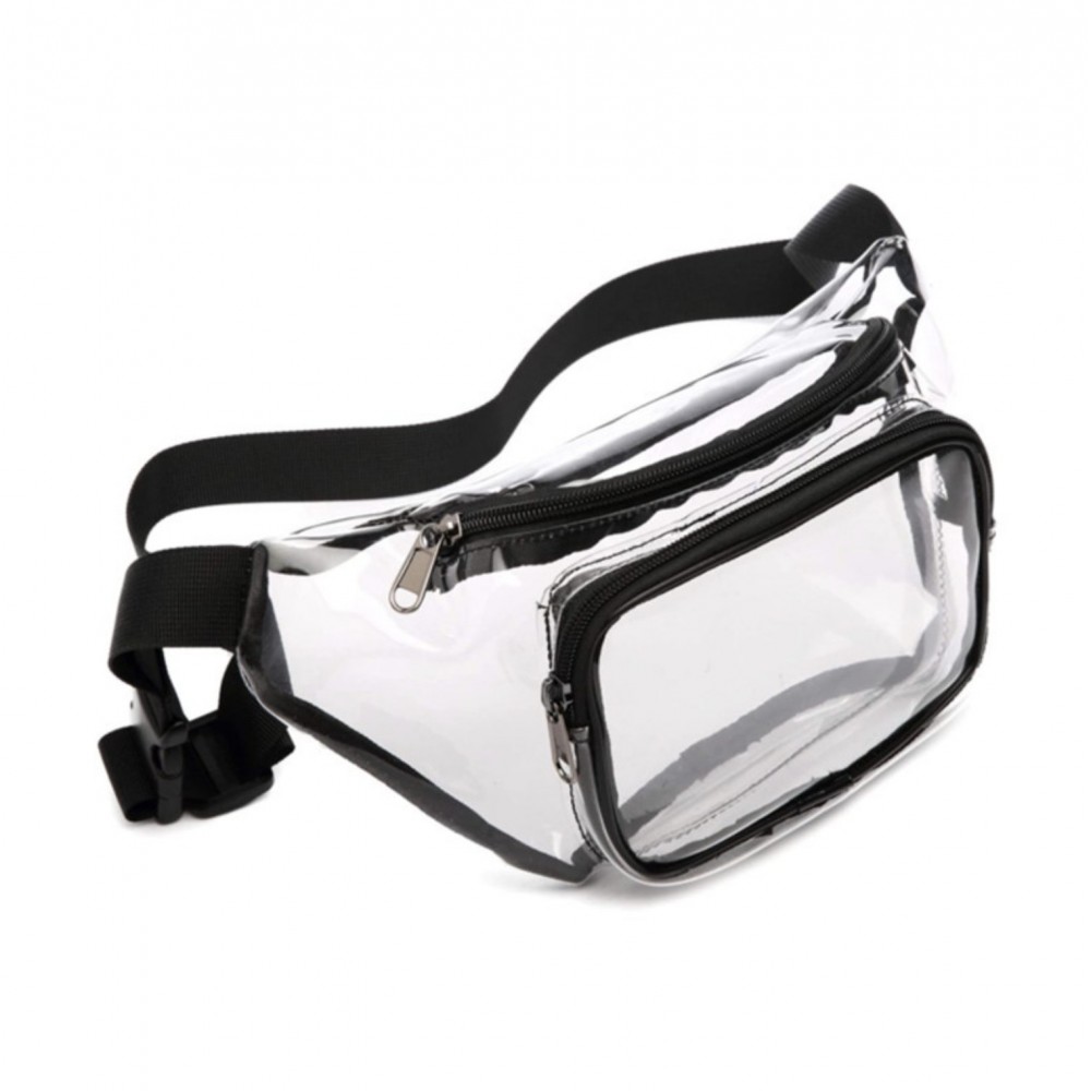 Logo Branded Clear Dual Zippered Pockets Fanny Pack