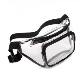 Logo Branded Clear Dual Zippered Pockets Fanny Pack