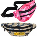 Camouflage Fanny Pack w/ 3 Zippers & Custom Logo, 13"W x 6"H with Logo