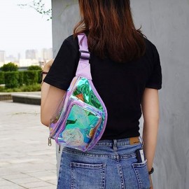 Logo Branded Stadium Approved Clear PVC Iridescent Waist Bag Fanny Pack