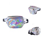 Custom Embroidered Shiny Neon Metallic Hologram Leather Fanny Pack Hip Waist Bag