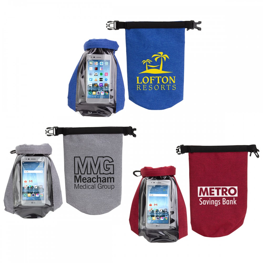 2-Liter Waterproof Gear Bag with Touch-Thru Phone Pocket with Logo