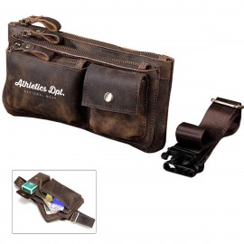 Leather Waist Pack with Logo  Leather Waist Pack with Logo
