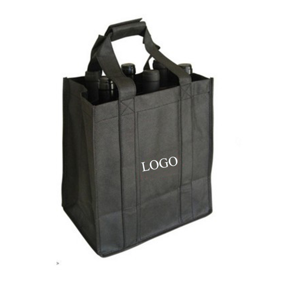 Custom Embroidered Non-Woven 6 Bottle Wine Bag