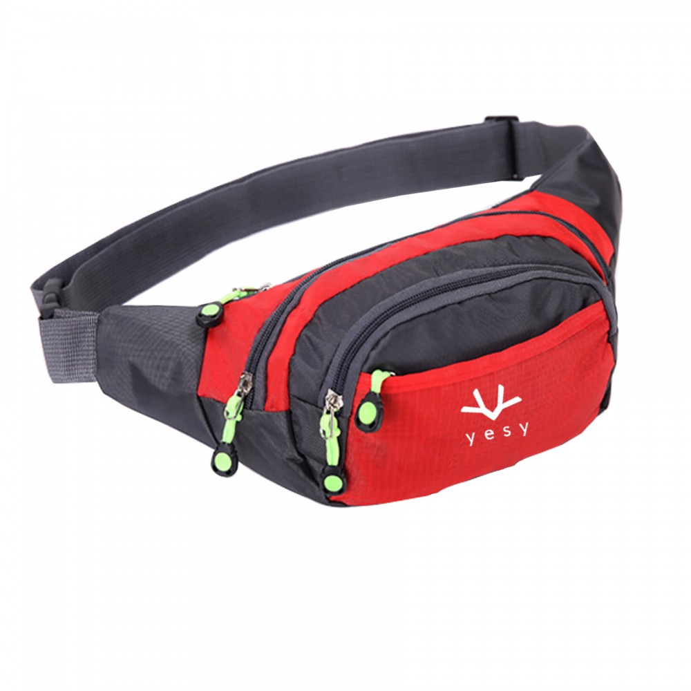 4 Zippered Pockets Deluxe Fanny Pack Custom Imprinted 4 Zippered Pockets Deluxe Fanny Pack Custom Imprinted