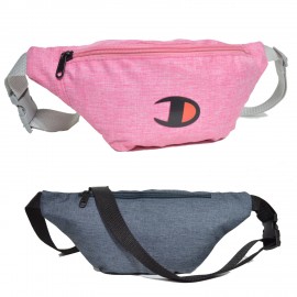 Personalized Waterproof 13"W x 6"H Heathered Fanny Packs w/ 2 Zippers & Custom Logo