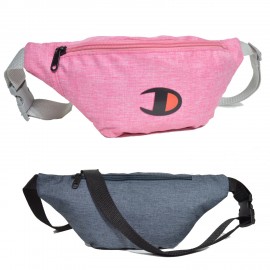 Logo Branded 13"W x 6"H Heathered Fanny Packs w/ 2 Zippers & Custom Logo