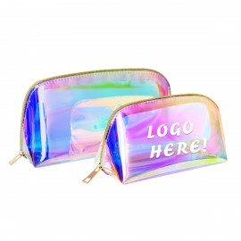 Logo Branded Laser Hologram PVC Shell Cosmetic Bag