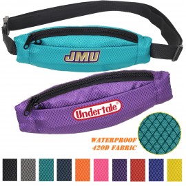 Waterproof Ribstop Fanny Packs w/ 2 Zippers, 9.5"W x 3.75"H with Logo