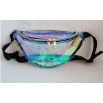 Clear Neon Vinyl Hologram Fanny Pack Belt Waist Bum Bag Laser Travel Beach Purse with Logo