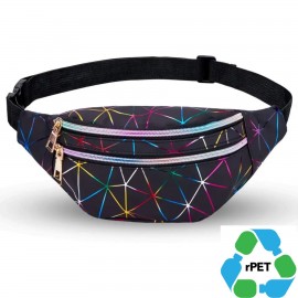 Custom Two Zipper 13" X 6" rPET Recycled 600D Polyester Sublimation Fanny Pack