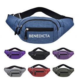 Logo Branded 4-Zipper Heather Fanny Pack
