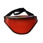 Clear Red Neon Vinyl Hologram Fanny Pack Belt Waist Bum Bag Laser Travel Beach Purse Custom Embroidered