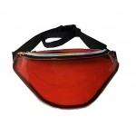 Clear Red Neon Vinyl Hologram Fanny Pack Belt Waist Bum Bag Laser Travel Beach Purse Custom Embroidered