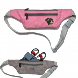 Waterproof Heathered Fanny Packs w/ 2 Zippers & Custom Logo 13" x 4" with Logo