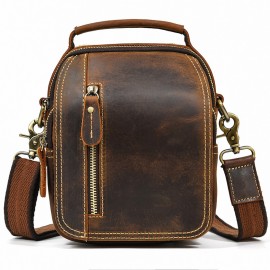 Men's Leather Waist Bag with Logo  Men