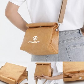 Tyvek Material Cross Body Bag Reusable Durable Kraft Paper Sling Bag with Detachable Strap with Logo