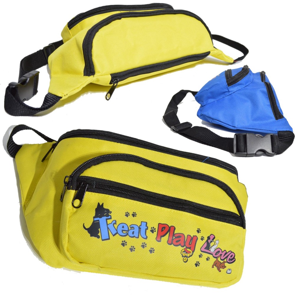 Promotional 600D Polyester Fanny Pack w/ 4 Zippers 13.4"W X 6"H X 3.75"D