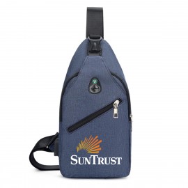 Logo Branded Oxford Cloth Crossbody Bag