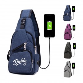 Logo Branded Travel Cross body Bag with USB Charging Port