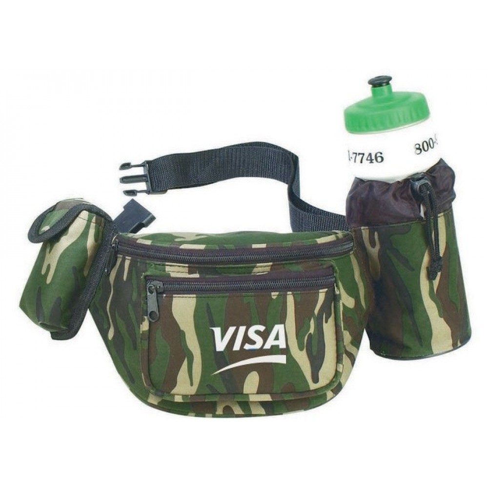 Custom Imprinted Fanny Pack w/ Bottle Holder and Cell Phone Pouch Custom Imprinted Fanny Pack w/ Bottle Holder and Cell Phone Pouch