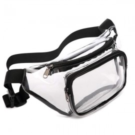 Logo Branded Clear Fanny Pack w/ Two Zipper Pockets Transparent PVC Bag  Logo Branded Clear Fanny Pack w/ Two Zipper Pockets Transparent PVC Bag