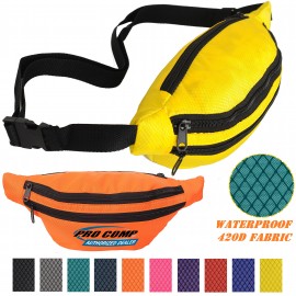 Custom Waterproof Ribstop Waist Fanny Pack w/ 3 Zippers, 13"W x 6"H  Custom Waterproof Ribstop Waist Fanny Pack w/ 3 Zippers, 13"W x 6"H