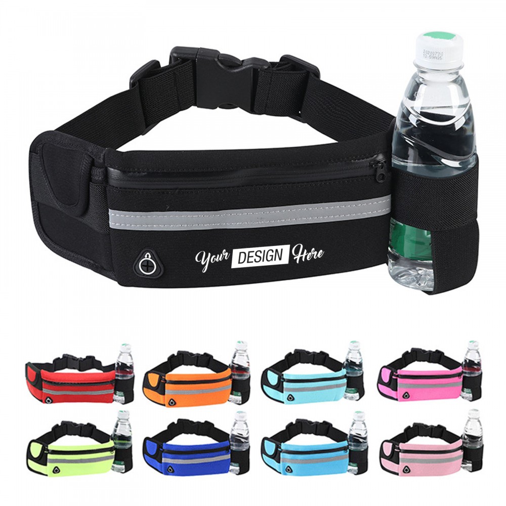 Custom Lycra Running Belt Fanny Pack With Bottle Holder