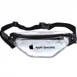 Promotional Clear Two Pocket Fanny Pack W/Black Leatherette Accent/ Can Use as Crossbody Bag  Promotional Clear Two Pocket Fanny Pack W/Black Leatherette Accent/ Can Use as Crossbody Bag