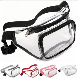 Clear PVC Funny Bag with Two Zipper Pockets with Logo