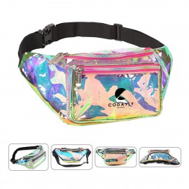 Clear Reflective Holographic Fanny Pack with Logo  Clear Reflective Holographic Fanny Pack with Logo