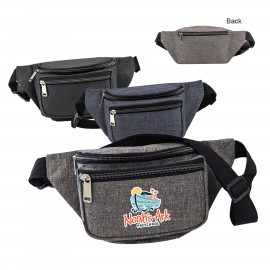 Customized 300D Heathered 3-Zipper Fanny Pack Bag