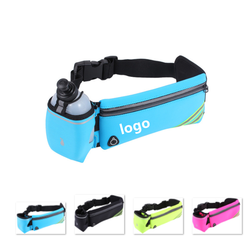 Logo Branded Reflective Water Bottle Fanny Pack With Earphone Hole