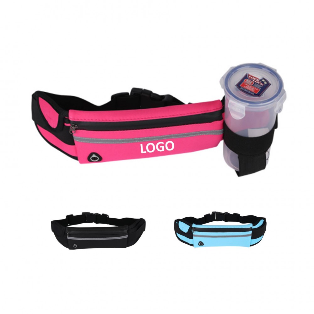 Reflective Waterproof Fanny Pack With Bottle Holder with Logo