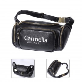 Leather Waterproof Fanny Pack With Hip Belt with Logo