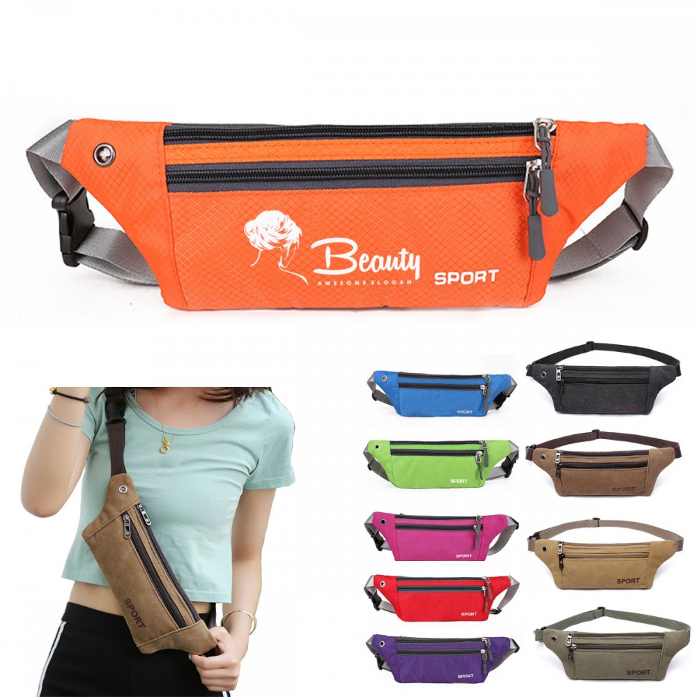 Logo Branded Canvas Sports Fanny Pack/Waist Bag