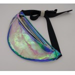 Debossed Logo Clear Neon Vinyl Hologram Fanny Pack Belt Waist Bum Bag Laser Travel Beach Purse Custom Imprinted