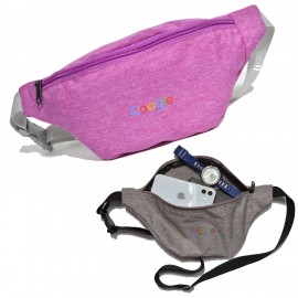 Promotional Waterproof 13"W x 6"H Heathered Fanny Packs w/ 1 Zipper & Custom Logo