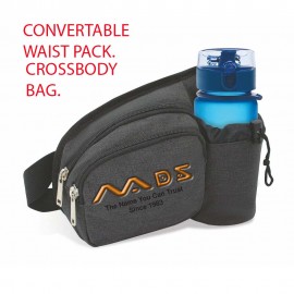 Personalized Heathered 2 Zipper Fanny Pack w/ Bottle Holder.  Personalized Heathered 2 Zipper Fanny Pack w/ Bottle Holder.