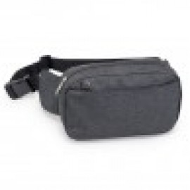 Premium Heathered Three-Zipper Fanny Pack with Logo  Premium Heathered Three-Zipper Fanny Pack with Logo