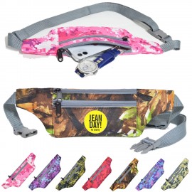 Camouflage Fanny Pack w/ 2 Zippers 13"W x 4"H Waist Bags with Logo  Camouflage Fanny Pack w/ 2 Zippers 13"W x 4"H Waist Bags with Logo