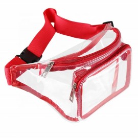 Clear Transparent PVC Fanny Pack w/ Two Zipper Pockets with Logo  Clear Transparent PVC Fanny Pack w/ Two Zipper Pockets with Logo