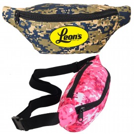 Camouflage Fanny Pack w/ 2 Zippers & Custom Logo, 13"W x 6"H with Logo  Camouflage Fanny Pack w/ 2 Zippers & Custom Logo, 13"W x 6"H with Logo