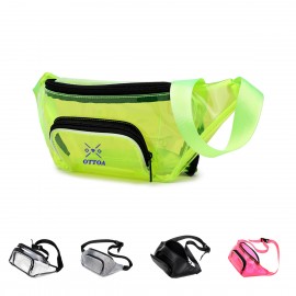 3-Zipper Clear Neon Fanny Pack with Logo