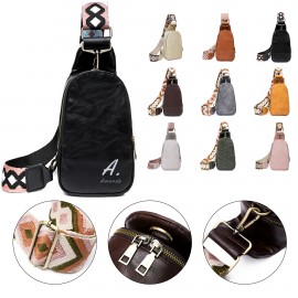 Leather Crossbody Chest Bag with Logo
